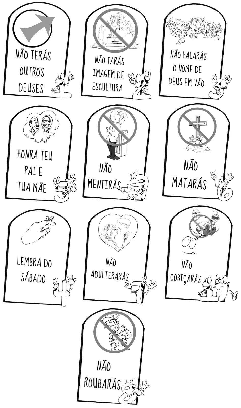 Desenhos de Dez Mandamentos para colorir