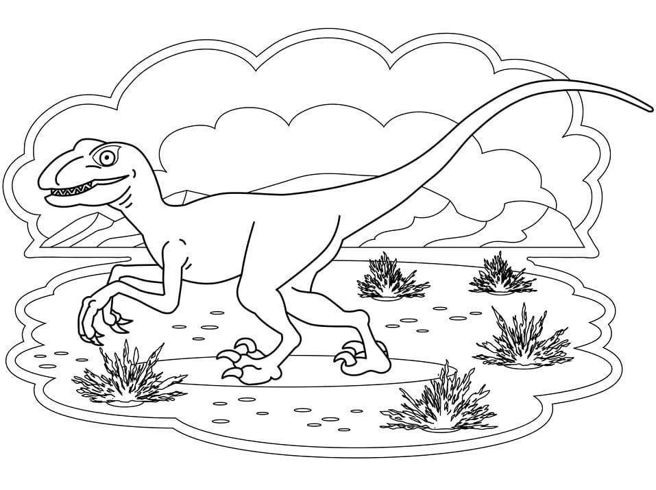 Desenho deDinossauro Velociraptor 3 para colorir