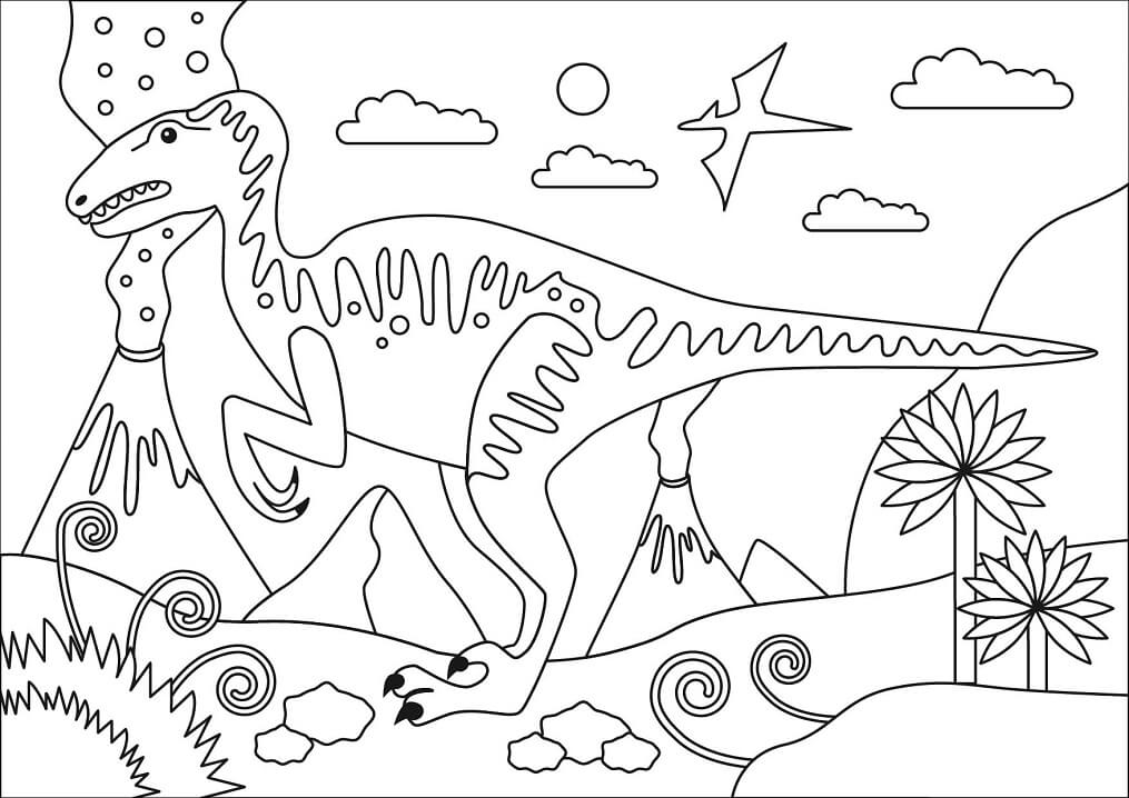 Desenho deDinossauro Velociraptor para colorir