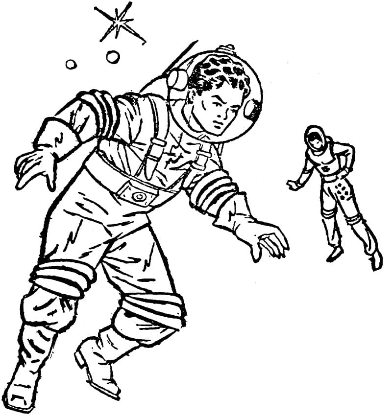 Desenho deDois Astronautas para colorir