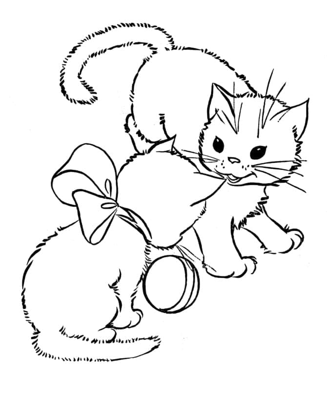 Desenho de Dois Gatinhos para colorir