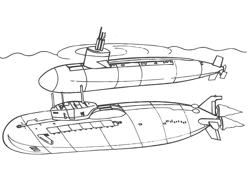 Desenho deDois Submarinos para colorir