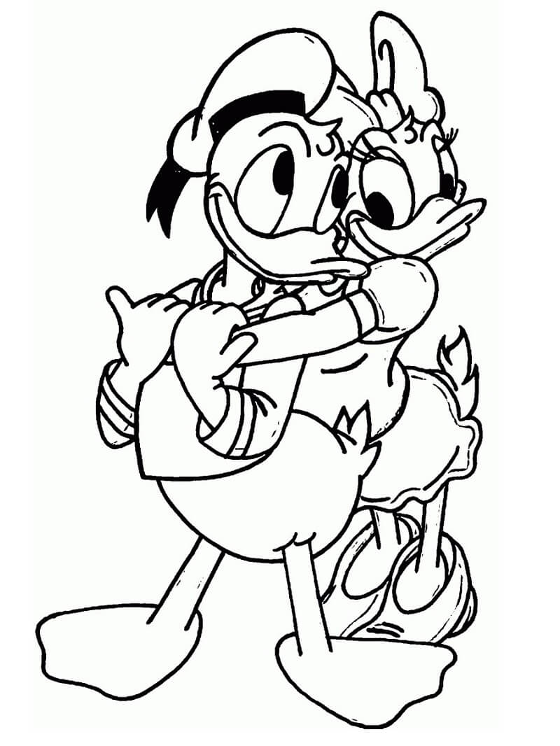 Desenho de Donald e Daisy para colorir