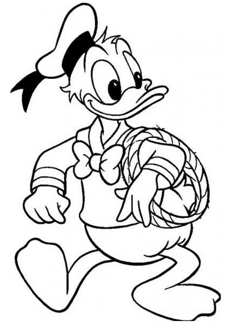 Desenho de Donald Segurando Corda para colorir