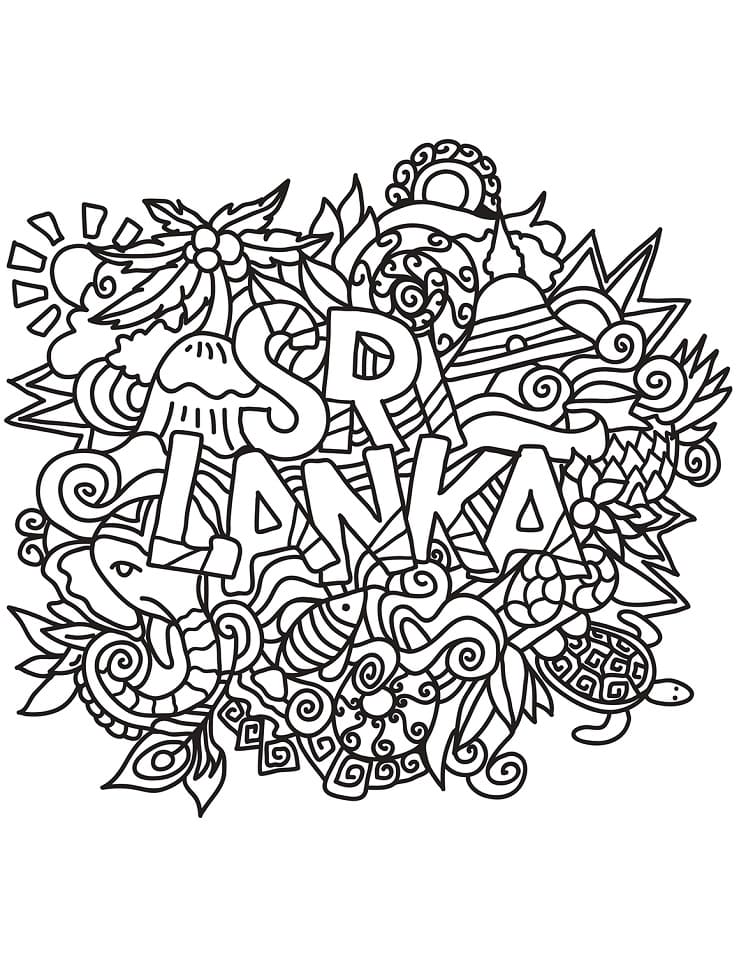 Desenho deDoodle do Sri Lanka para colorir