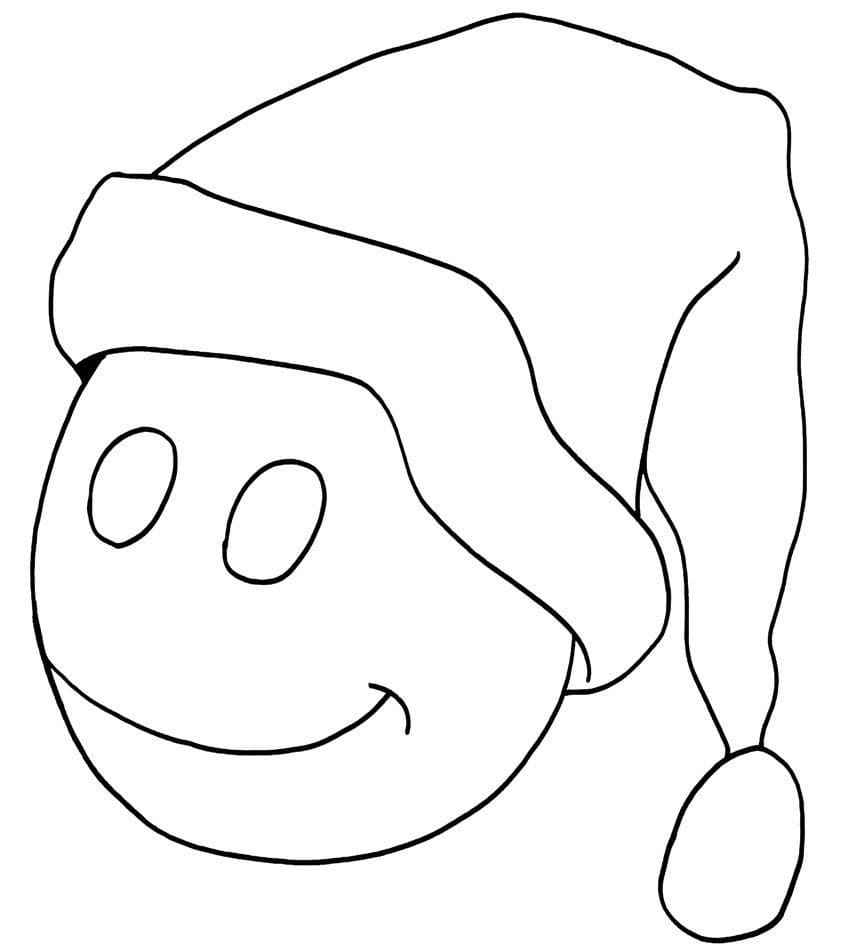 Desenho deEmoji com Chapéu de Papai Noel para colorir