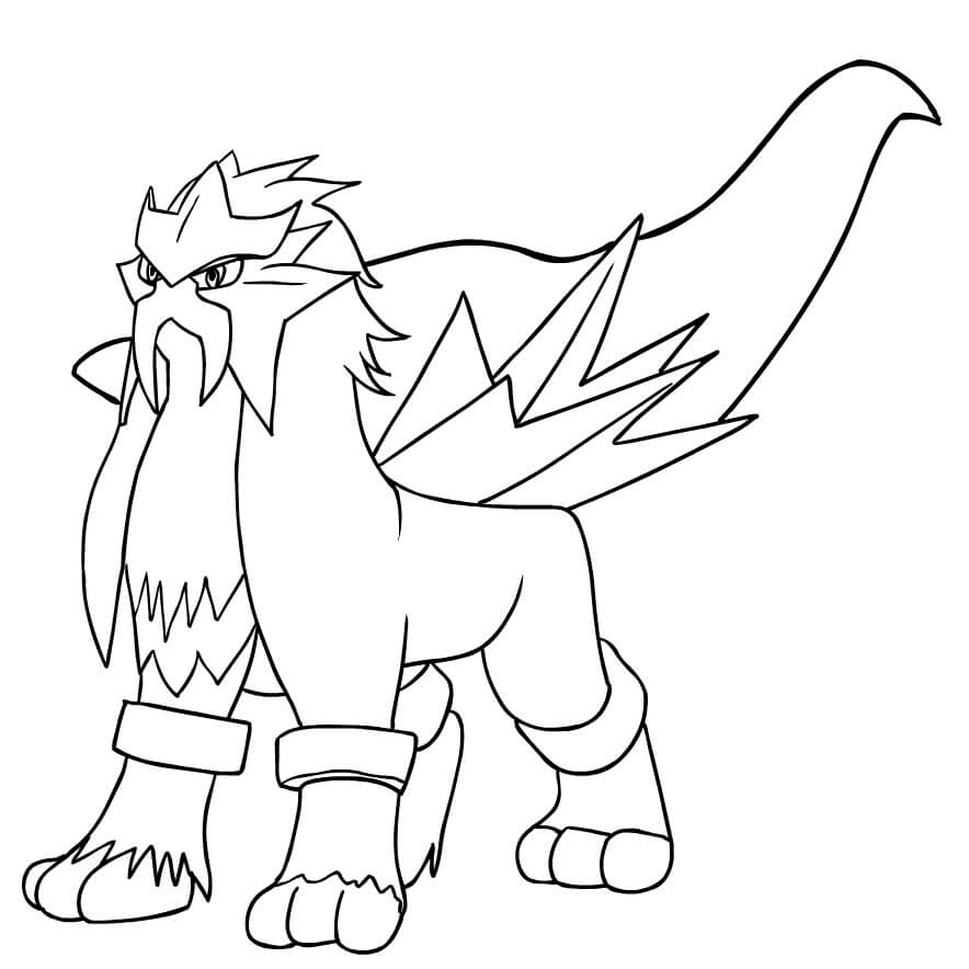 Desenho de Entei Pokemon 4 para colorir