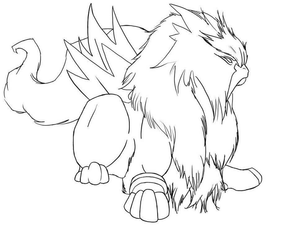 Desenho de Entei Pokemon 6 para colorir