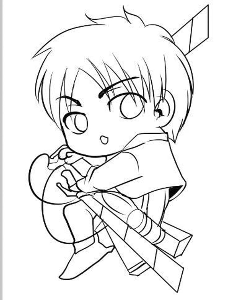 Desenho deEren Yeager Chibi para colorir