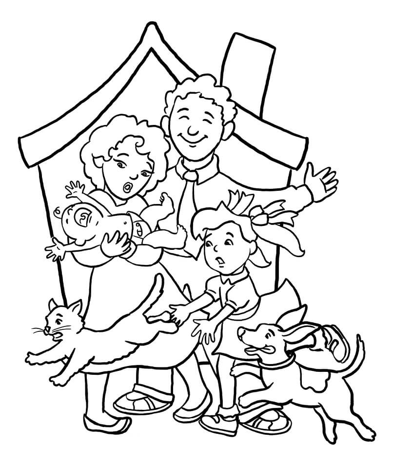 Desenho de Familia Amigavel 5 para colorir