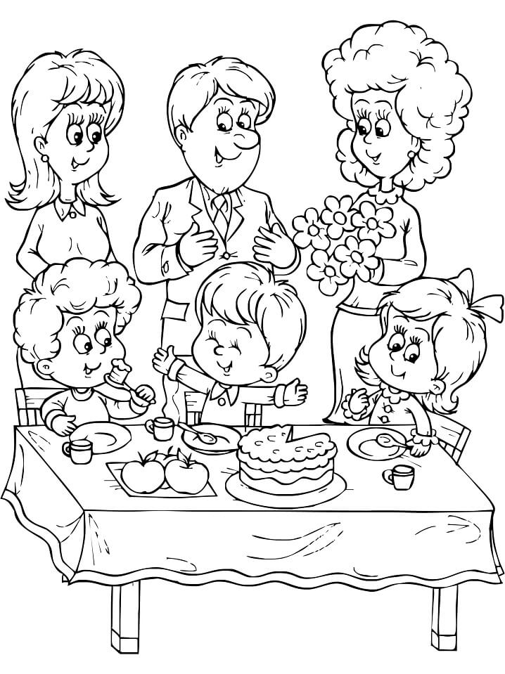 Desenho de Familia Amigavel 6 para colorir