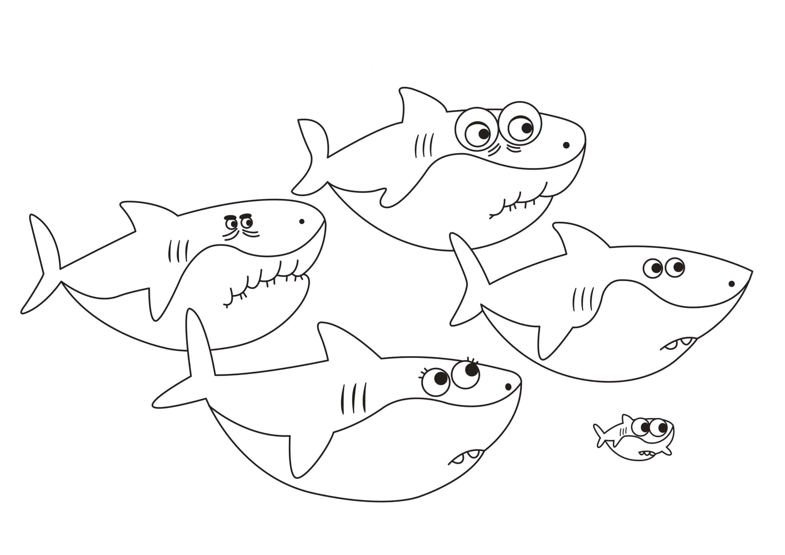 Desenho deFamília Baby Shark 4 para colorir