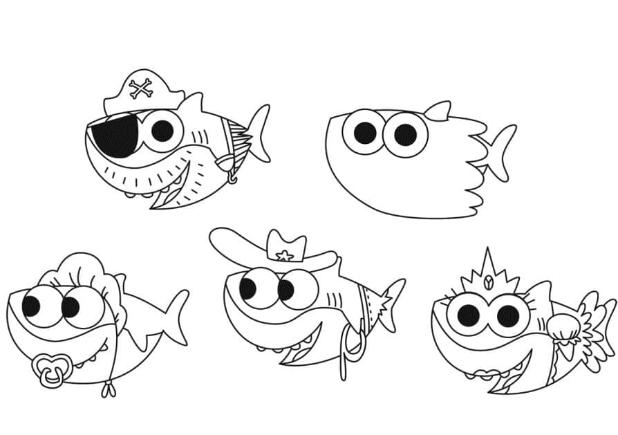 Desenho deFamília Baby Shark 7 para colorir