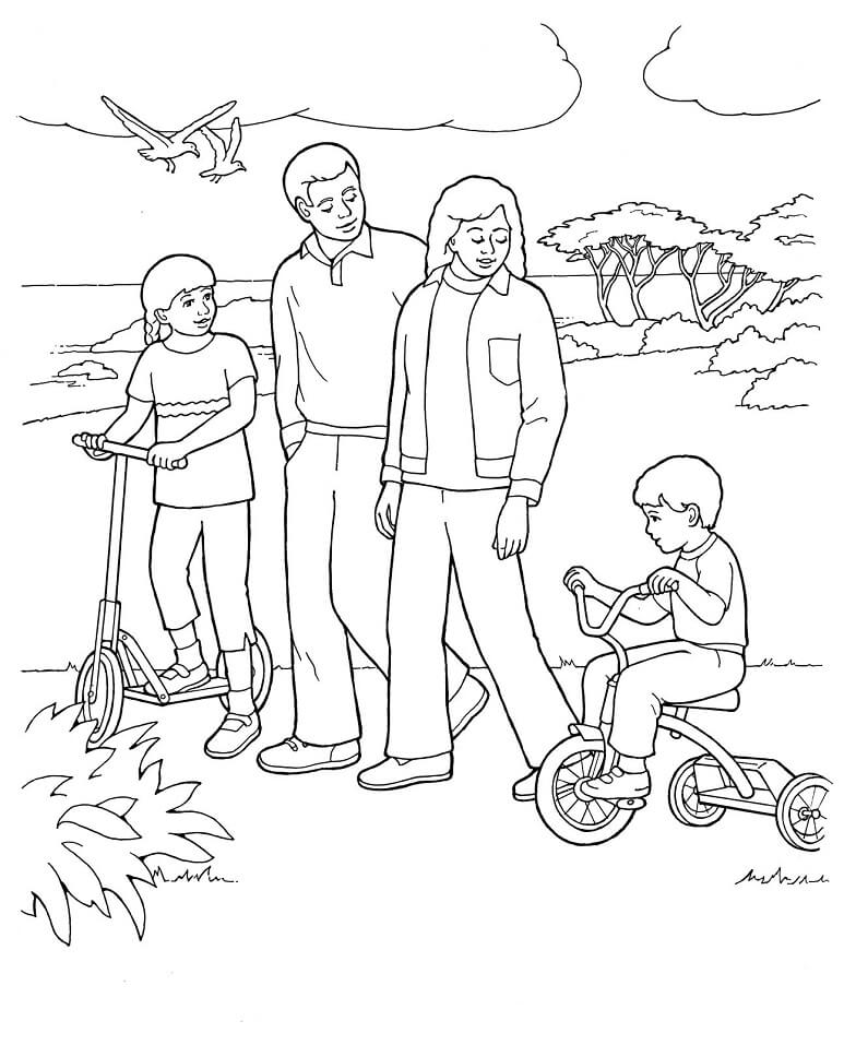 Desenho de Família Feliz 2 para colorir