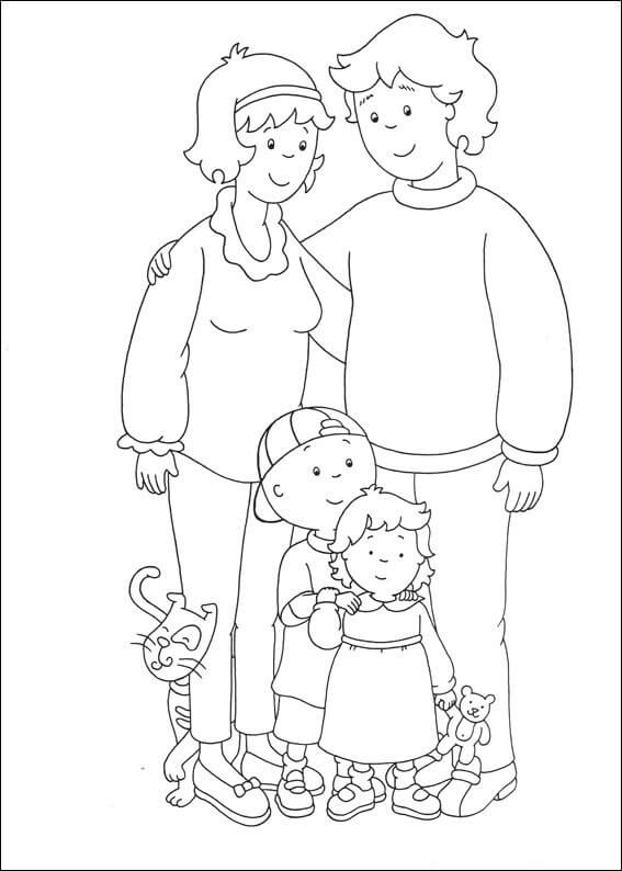 Desenho de Família de Caillou para colorir