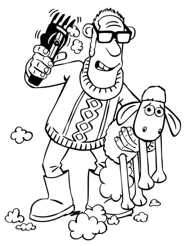 Desenho deFazendeiro e Shaun para colorir