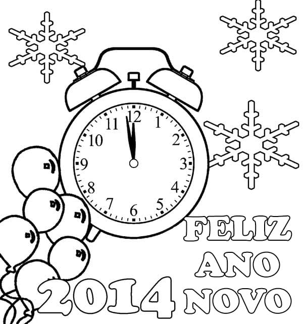 Desenho deFeliz Ano Novo 2014 para colorir