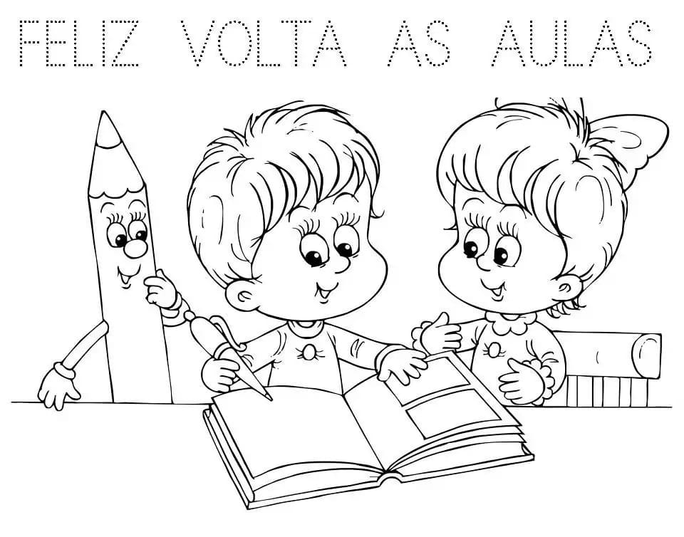 Desenho deFeliz Volta às Aulas para colorir