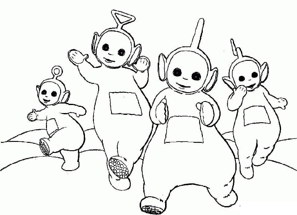 Desenho de Felizes Teletubbies 4 para colorir