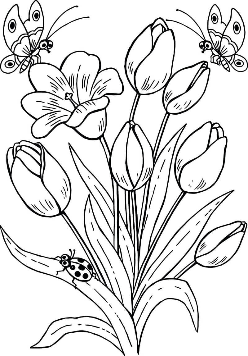 Desenho deFlor de Tulipas 7 para colorir