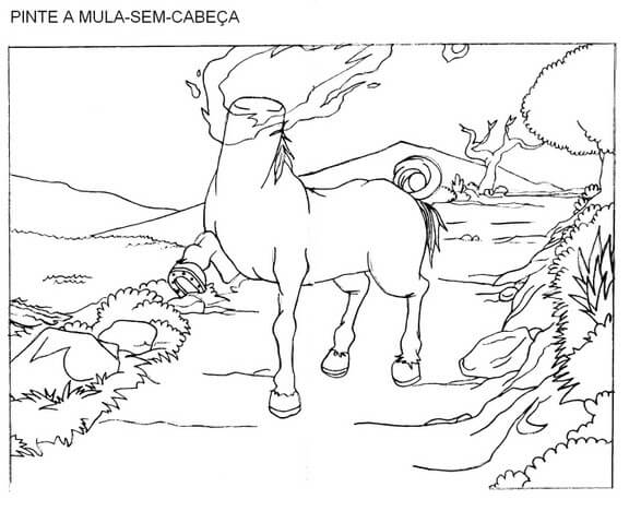 Desenho deFolclore Mula sem Cabeça 7 para colorir