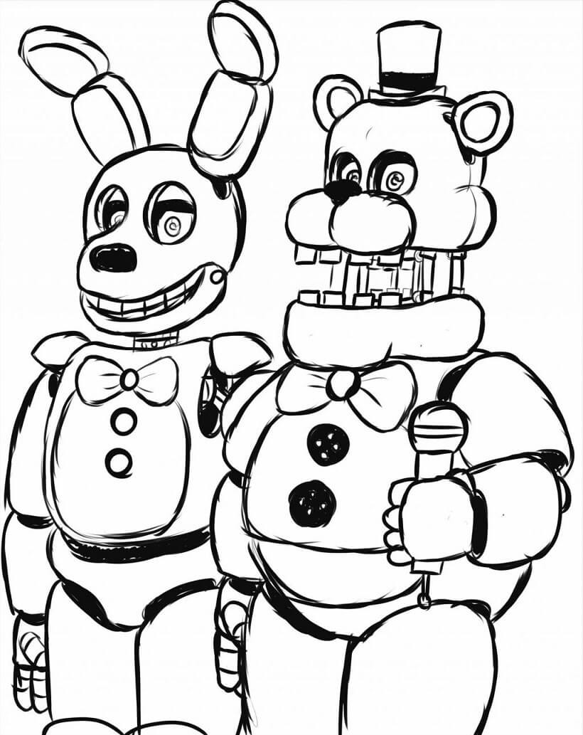 Desenho deFreddy e Bonnie Animatronics para colorir