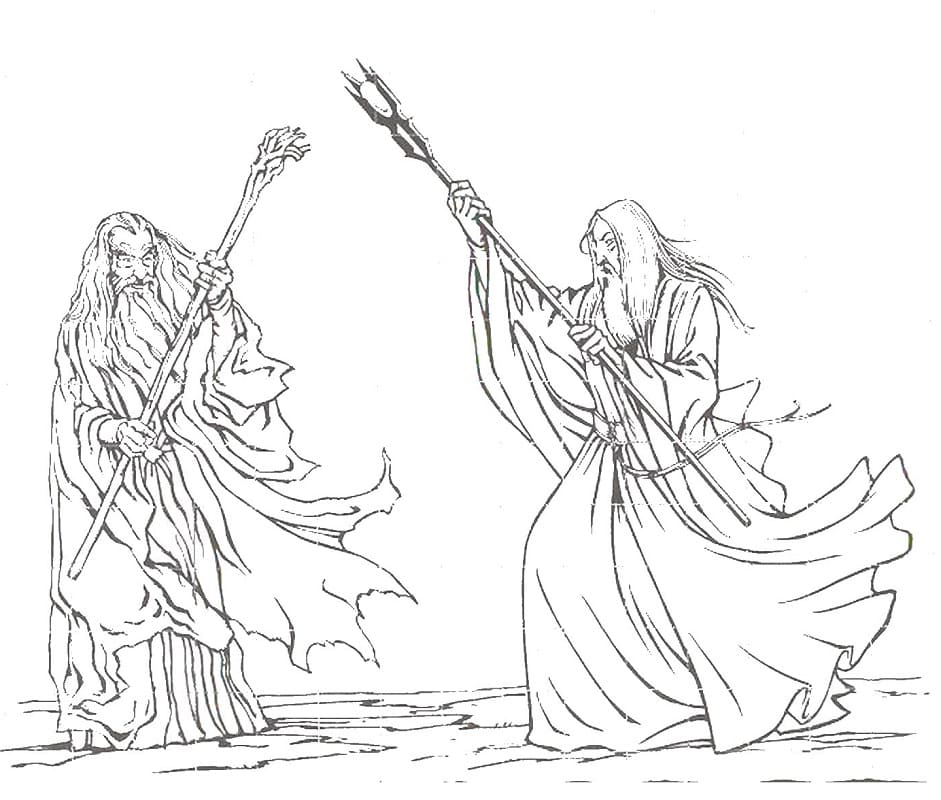 Desenho deGandalf e Saruman para colorir