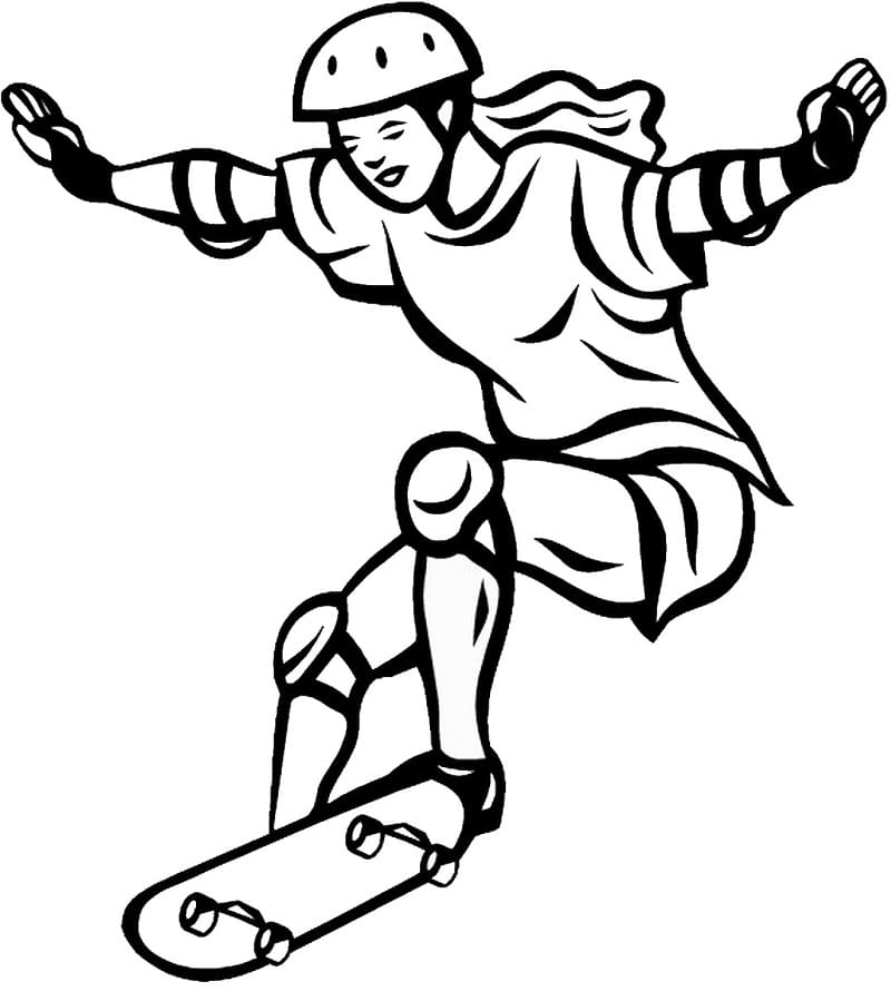 Desenho deGarota no Skate para colorir