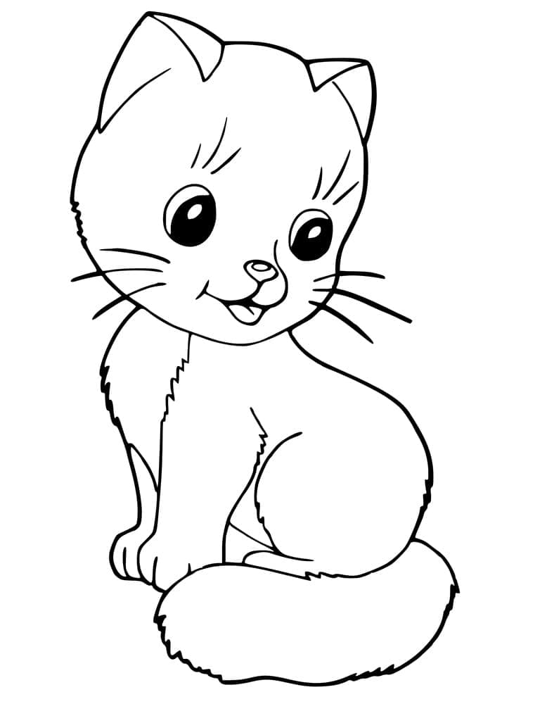 Desenho de Gatinha Feliz para colorir