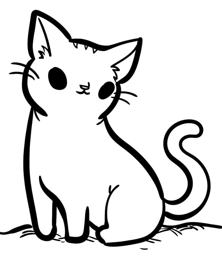 Desenho de Gatinha Fofa para colorir