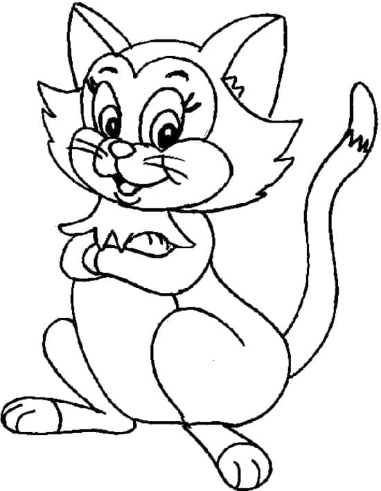 Desenho de Gatinho de Desenho Animado para colorir