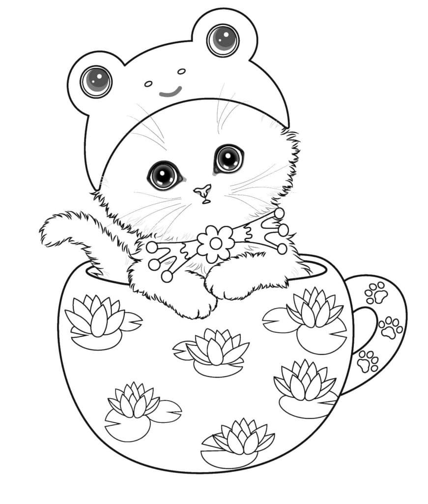 Desenho de Gatinho Fofo para colorir