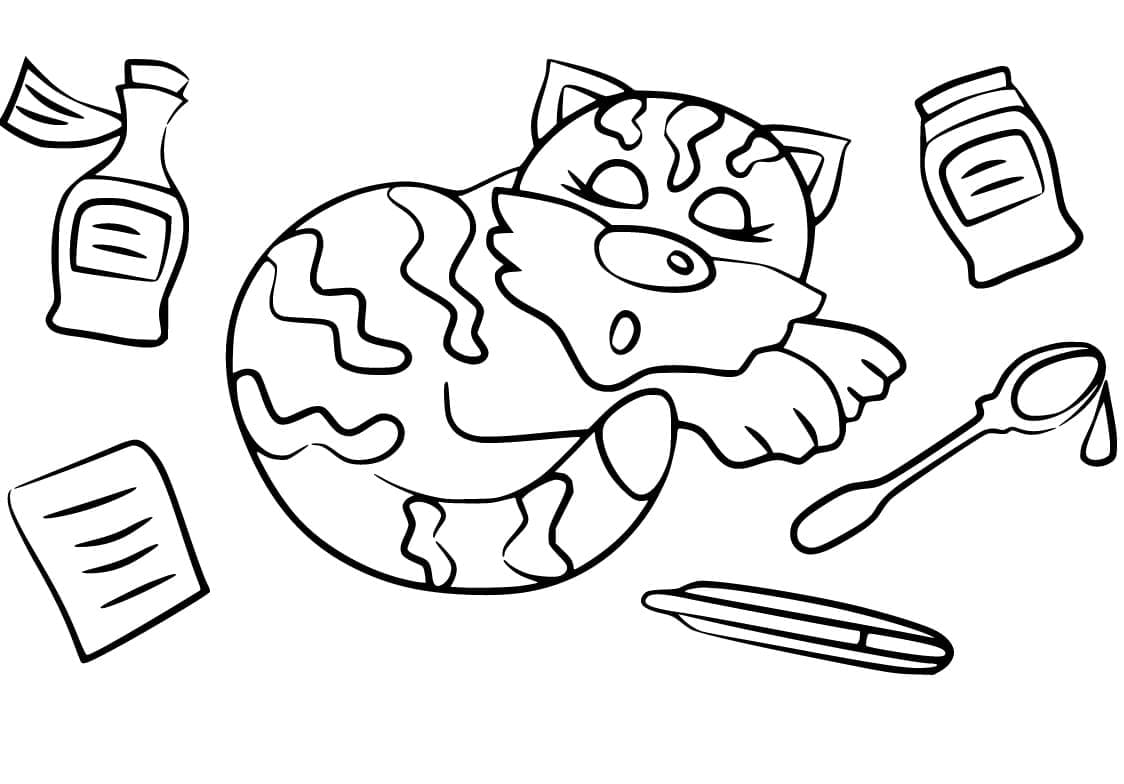 Desenho de Gato Dormindo 2 para colorir