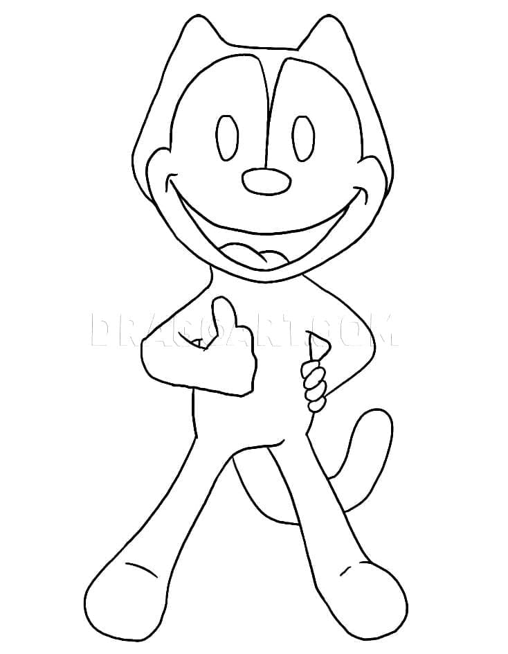 Desenho deGato Félix Sorrindo para colorir