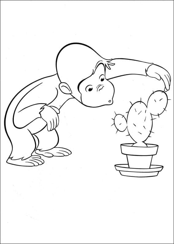 Desenho deGeorge com Planta de Cacto para colorir