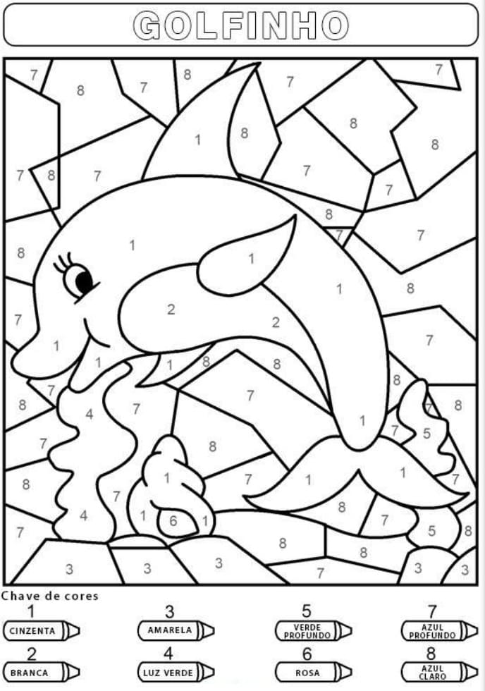 Desenho deGolfinho Colorir por Números para colorir