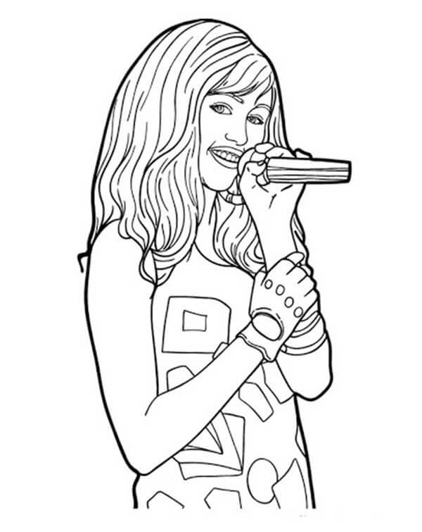 Desenho deHannah Montana Cantando 2 para colorir