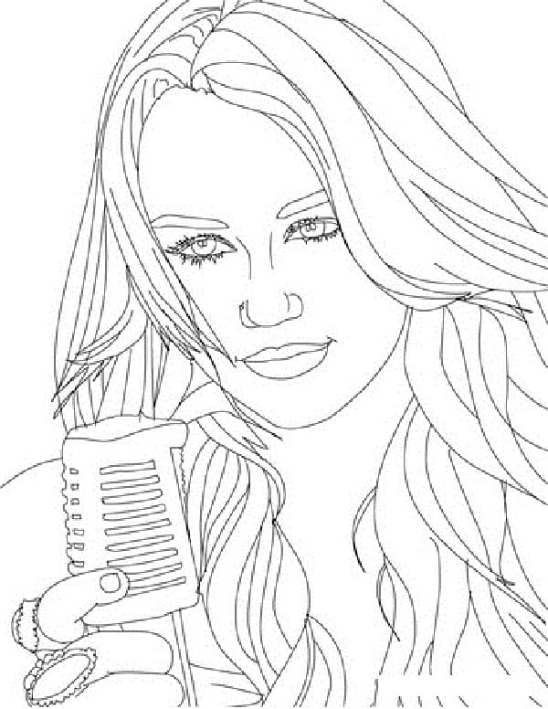 Desenho deHannah Montana Cantando 3 para colorir