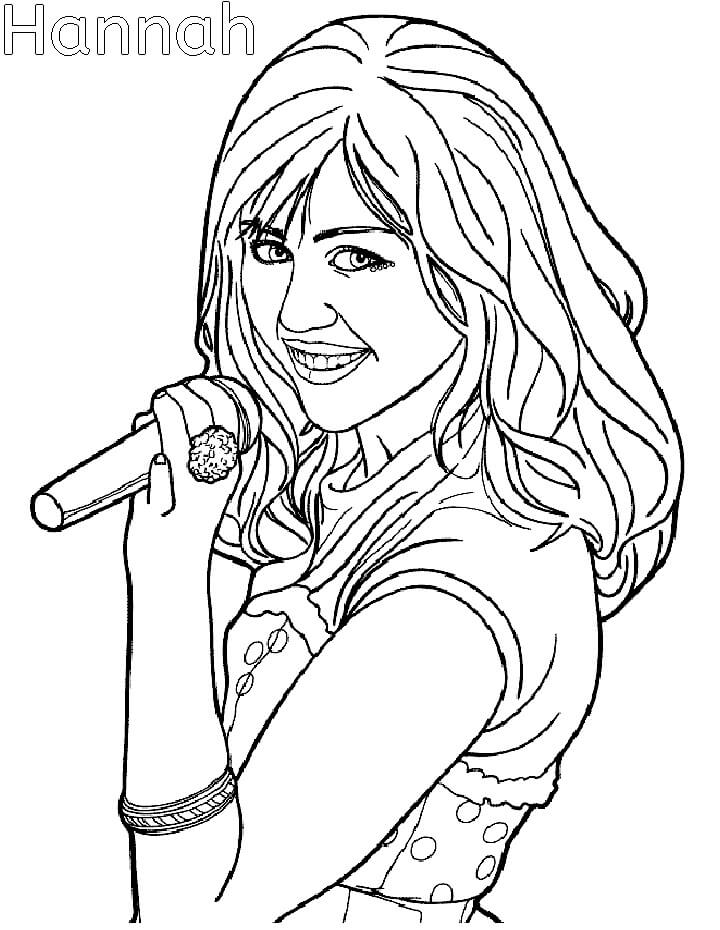 Desenho deHannah Montana Cantando para colorir