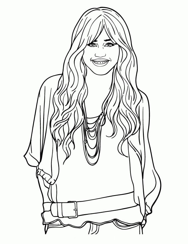 Desenho deHannah Montana Sorrindo 1 para colorir