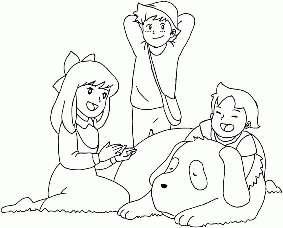 Desenho deHeidi e Amigos para colorir