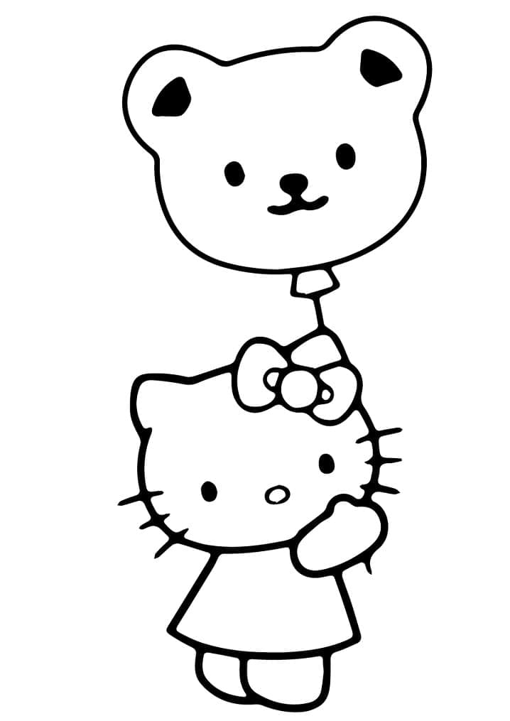 Desenho de Hello Kitty com Balão para colorir