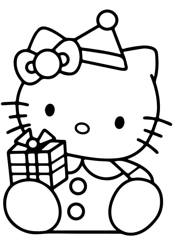 Desenho de Hello Kitty com Presente para colorir