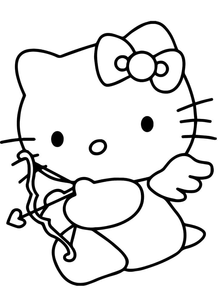 Desenho de Hello Kitty Cupido para colorir