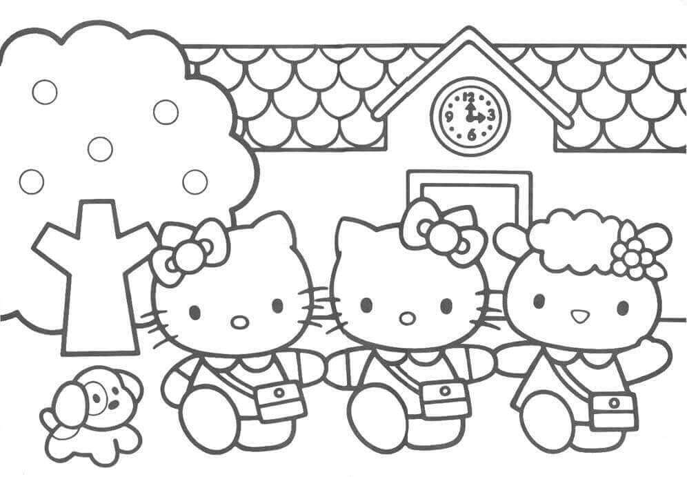 Desenho de Hello Kitty e Amigos para colorir