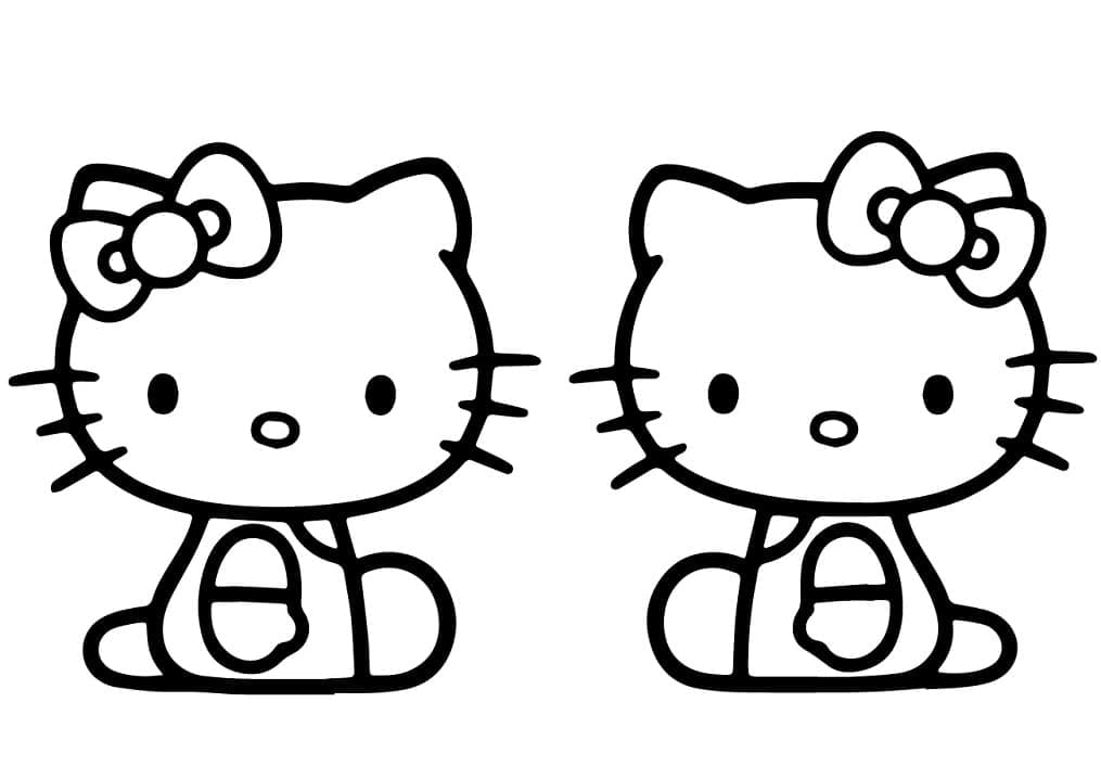 Desenho de Hello Kitty e Mimmy para colorir