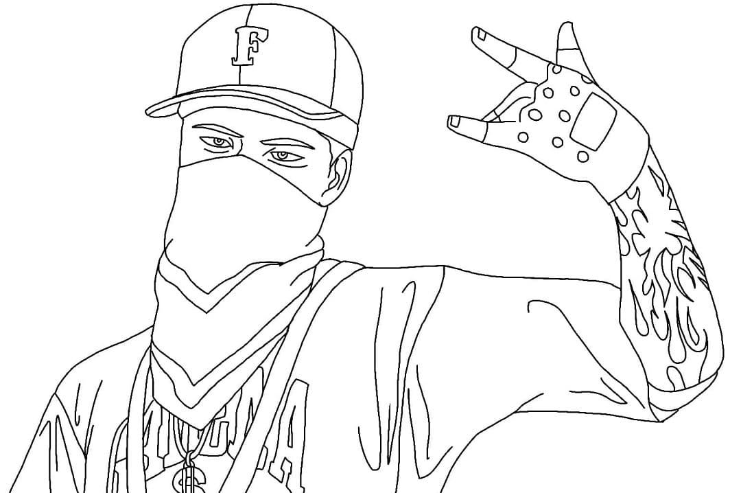 Desenho deHip Hop Elite Free Fire para colorir