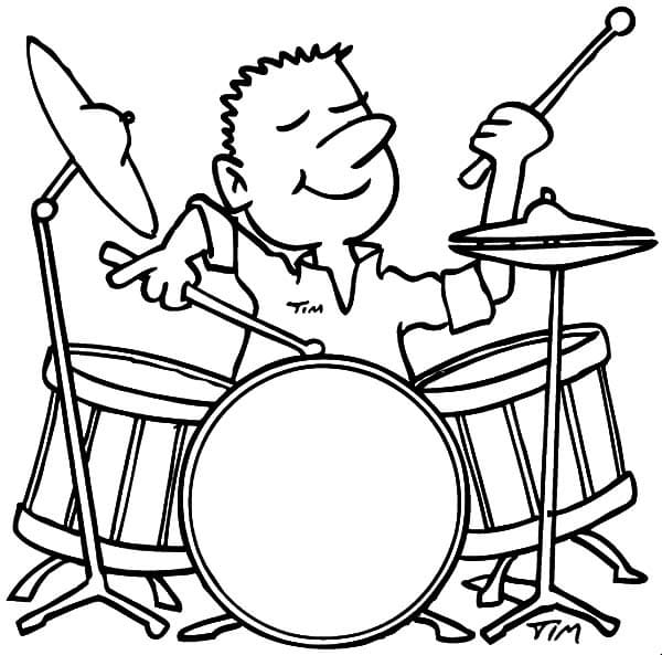 Desenho deHomem Tocando Bateria para colorir