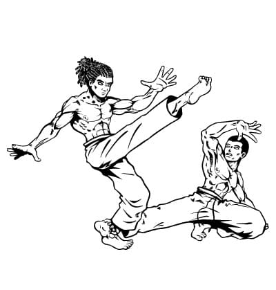 Desenho deHomens Pulando Capoeira para colorir