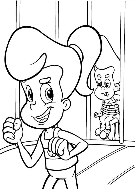 Desenho deJimmy Neutron e Cindy para colorir